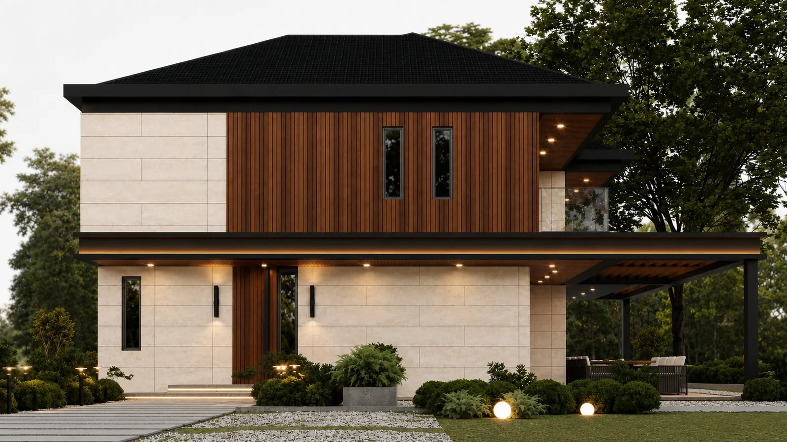 C Tipi Villa'nın giriş cephesi